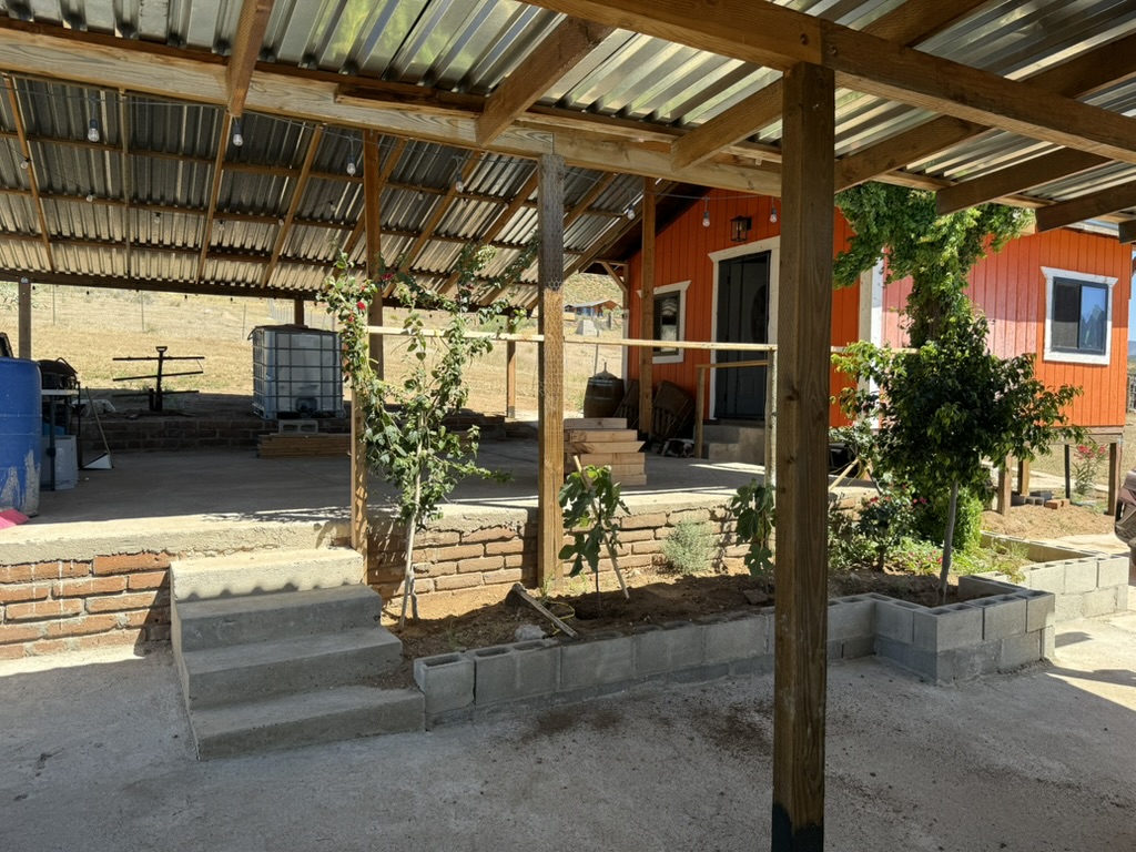 Covered rural patio area